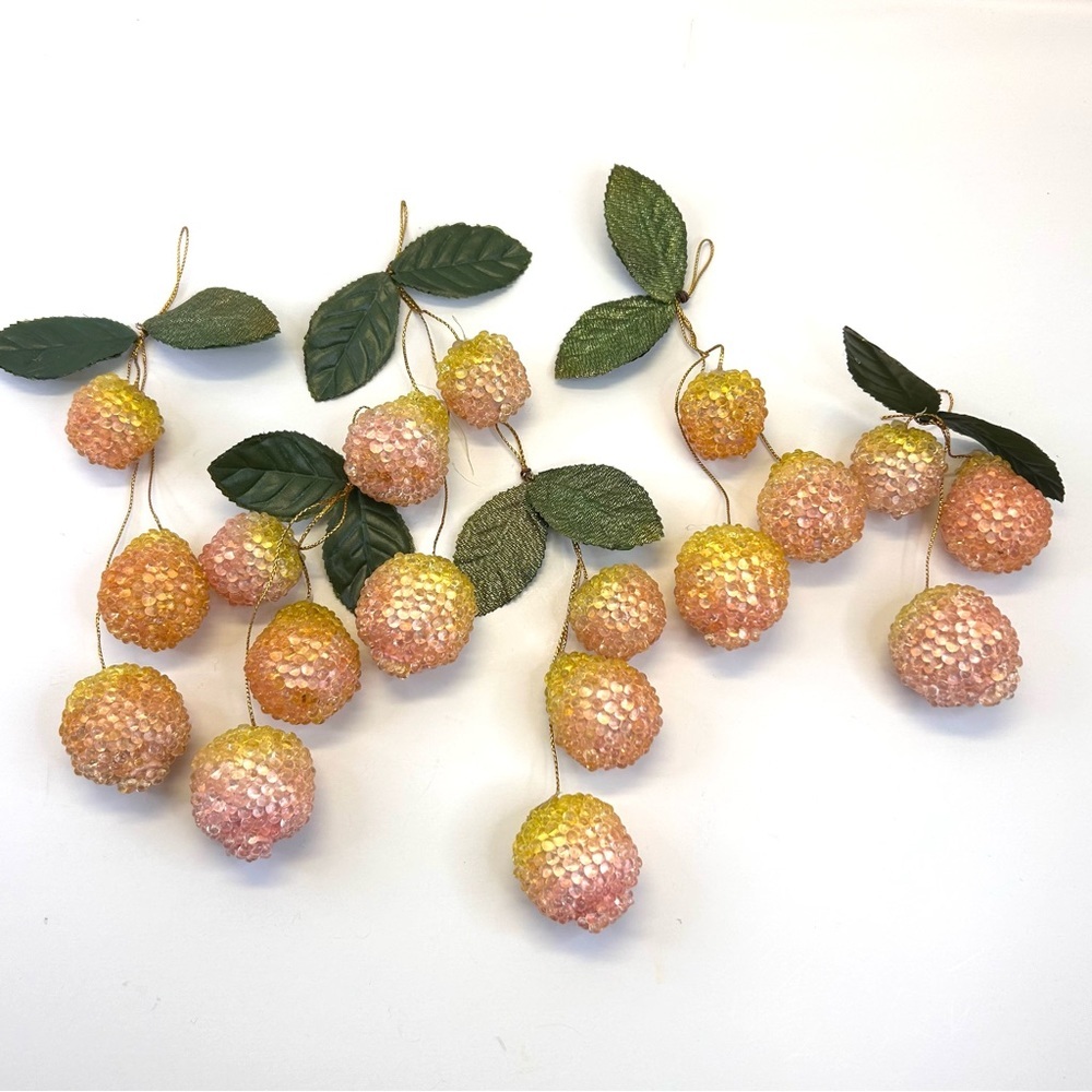 6 Christmas Sugared Frosted Fruit Ornaments